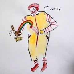 Happy Meal/Mearde<br />Watercolour and Marker on Paper<br />29.7cm x 42cm
