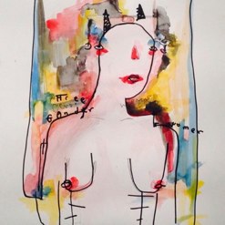 Gender Free<br />Watercolour and Marker on Paper<br />29.7cm x 42cm